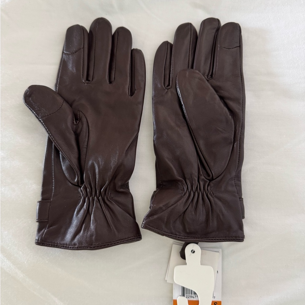 Michael Kors Brown Leather Gloves NWT - Picture 2 of 4